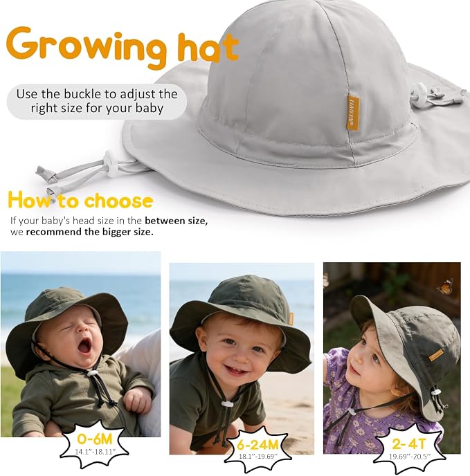 Baby Girl Sun Hat with UPF 50+ Outdoor Adjustable Toddler Beach Hat with Wide - Image 6