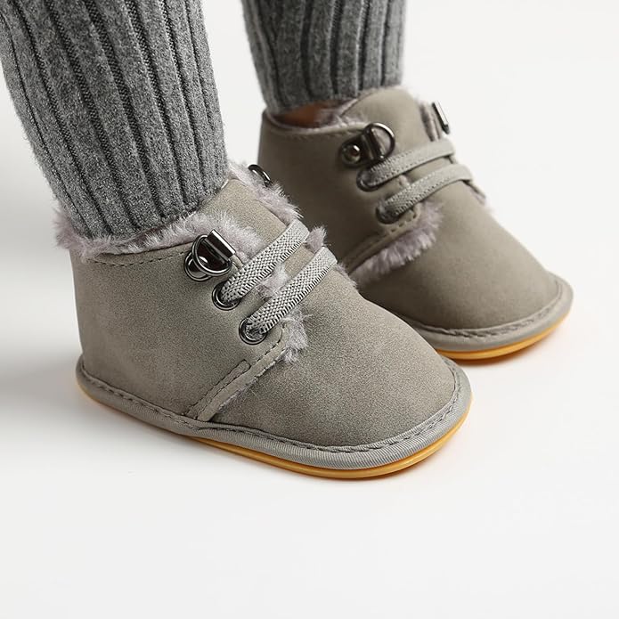 Baby Boys Girls Booties Fleece Anti-Slip Soft Sole Boots Toddler First Walker - Image 4