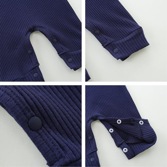Baby Romper with Baby Mittens & Newborn Hats Footless Long Sleeve - Image 5