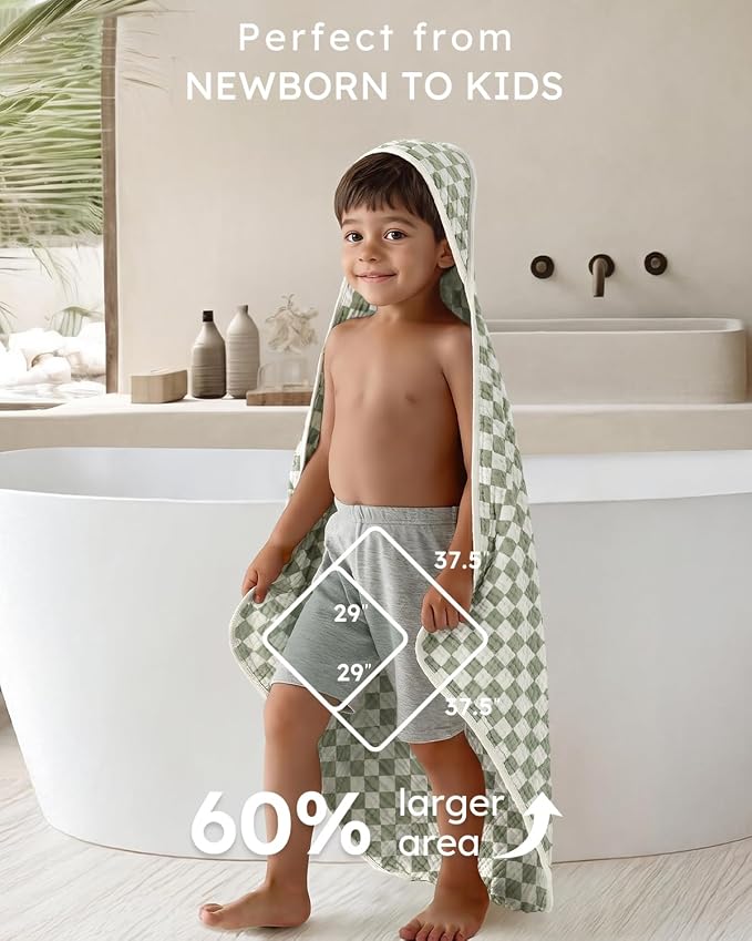 Yoofoss Hooded Baby Bath Towels 2 Pack 100% Muslin Organic Cotton - Image 3
