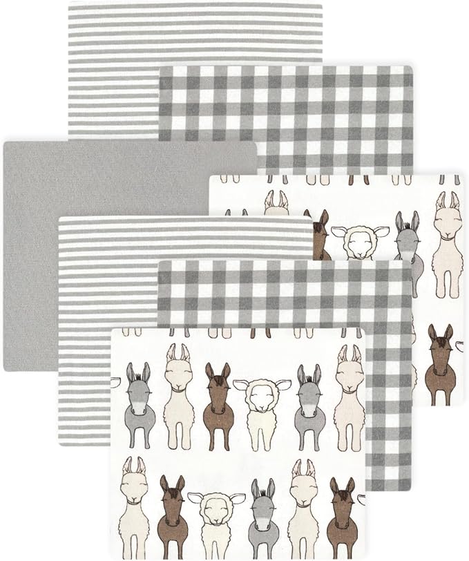 Little Treasure Hudson Baby Cotton Poly Flannel Receiving Blankets Multipack by HudsonBaby