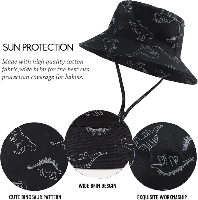 JANGANNSA Dinosaur Baby Boys Sun Hat Cotton Toddler Girls Bucket Hats Summer - Image 4