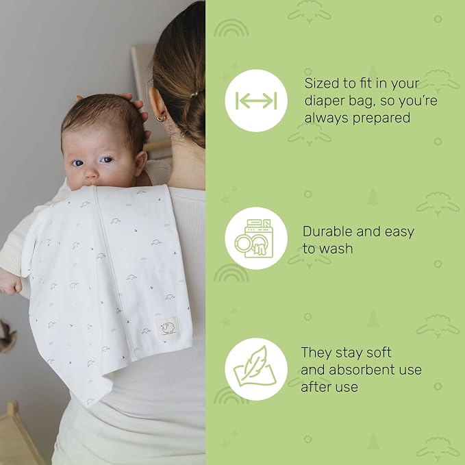 Snug Baby Cotton Burp Cloths, Lightweight Soft Color Feeding Essentials - Image 6