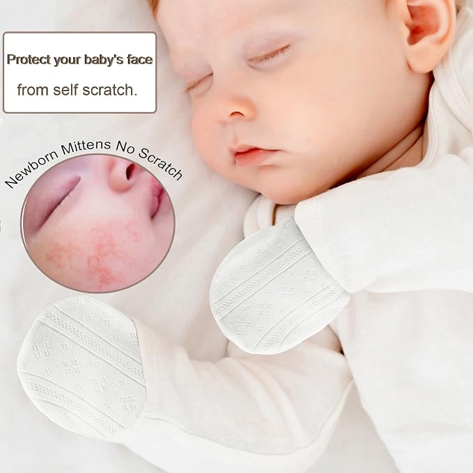 MOMSMENU Baby Mittens Newborn Girl 0-6 Months No Scratch Ruffle Mesh 5-Pack | - Image 3