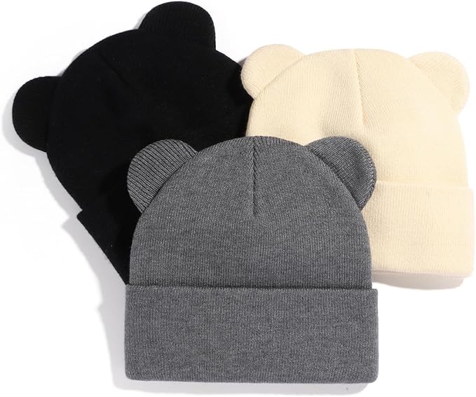 Baby Winter Beanie Hat, Kids Cute Bear Ears Soft Knit Beanie by Weradau