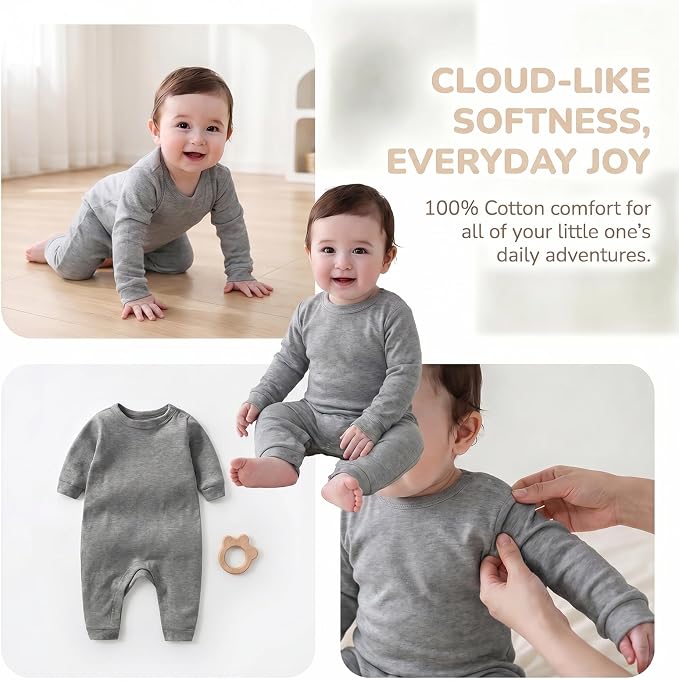 Unisex Baby romper, Long Sleeve 100% Cotton Baby Clothes, Baby Footless Jumpsuit - Image 3