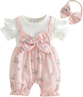 YINGISFITM Newborn Baby Girl Summer Clothes Short Sleeve Bubble Romper Bow by YINGISFITM