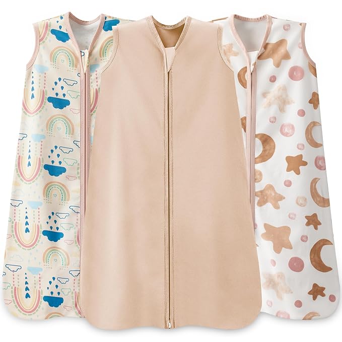 3 Pack Baby Sleep Sack 18-24 Months 100% Cotton TOG 0.5 Baby Sleeping Bag 2-Way Zipper Toddler Wearable Blankets Comfy Stretchy Summer Sleep Sacks