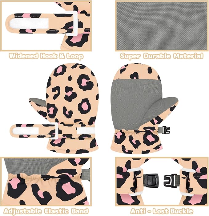 Olreco Baby Toddler Mittens Waterproof Infant Baby Winter Mittens Toddler Snow - Image 2