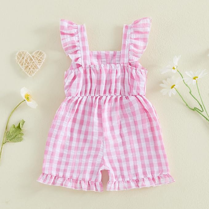 Little Girl Romper Toddler Overalls Summer Bow Jumpsuit Boho Outfit 6M-5T - Image 5