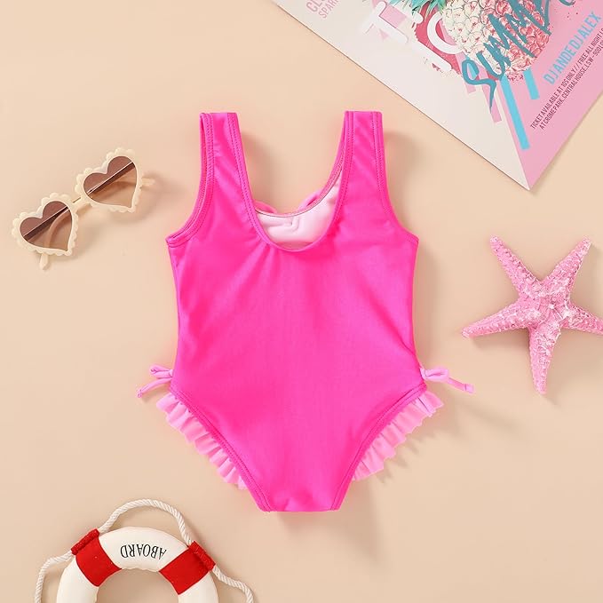 YOUNGER TREE Toddler Swimsuit Girl Cute Stripe One-Piece Ruffle Swimwear Baby Girl Bathing Suits with Bow