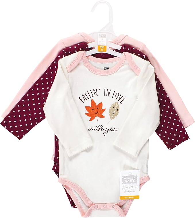 Hudson Baby Baby Girls' Cotton Long-sleeve Bodysuits 3-pack - Image 2