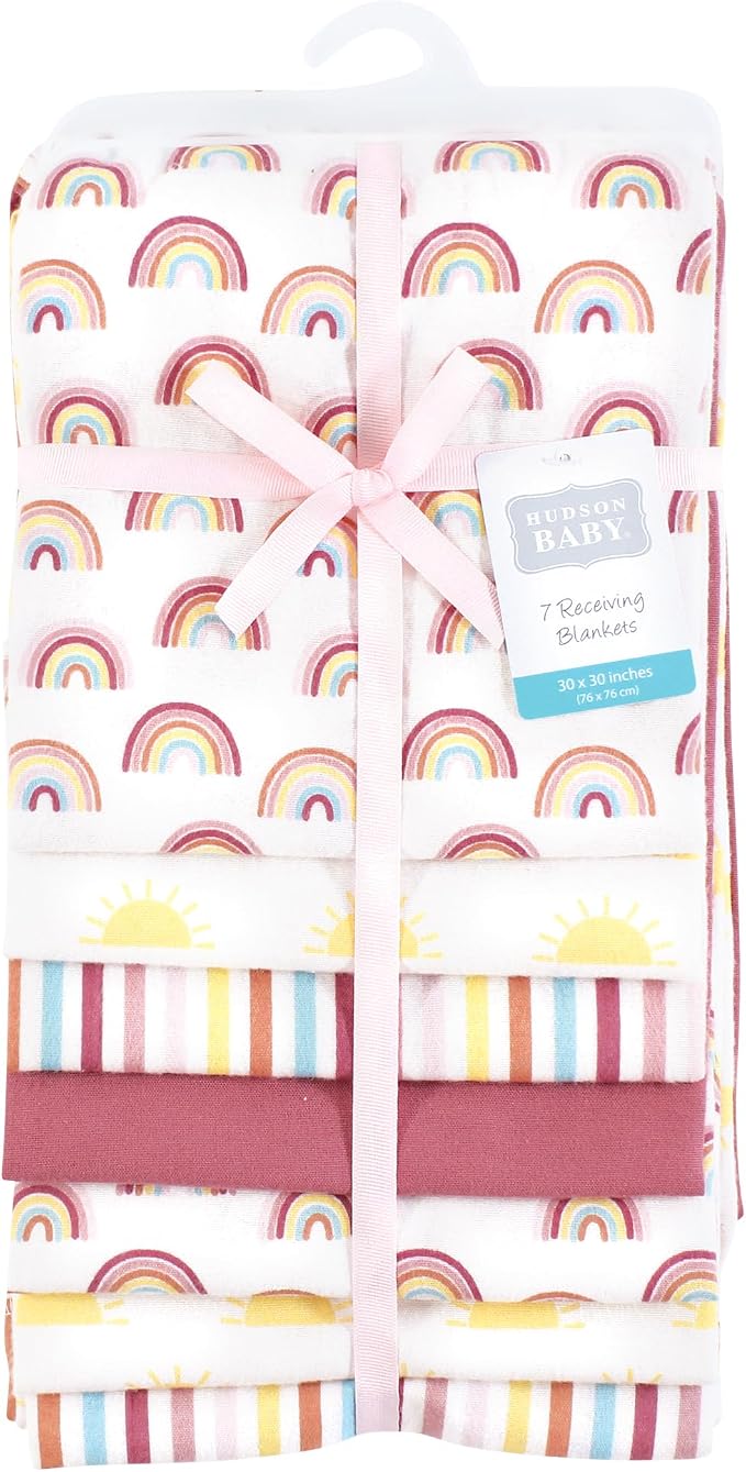 Hudson Baby Unisex Baby Cotton Poly Flannel Receiving Blankets Bundle, Sunshine - Image 2