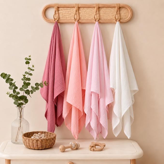 NESTALLY Cocoon Muslin Swaddle Blankets 4 Pack, Soft Breathable Large 47"x47" - Image 8