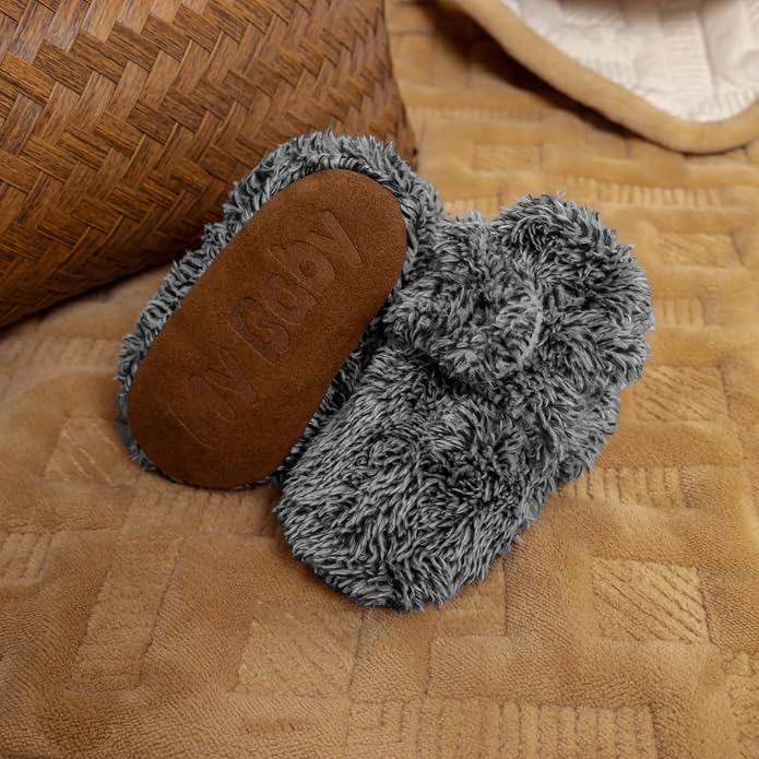 Babelvit Newborn Baby Boy Girl Soft Fleece Booties Stay On Infant Slippers - Image 3