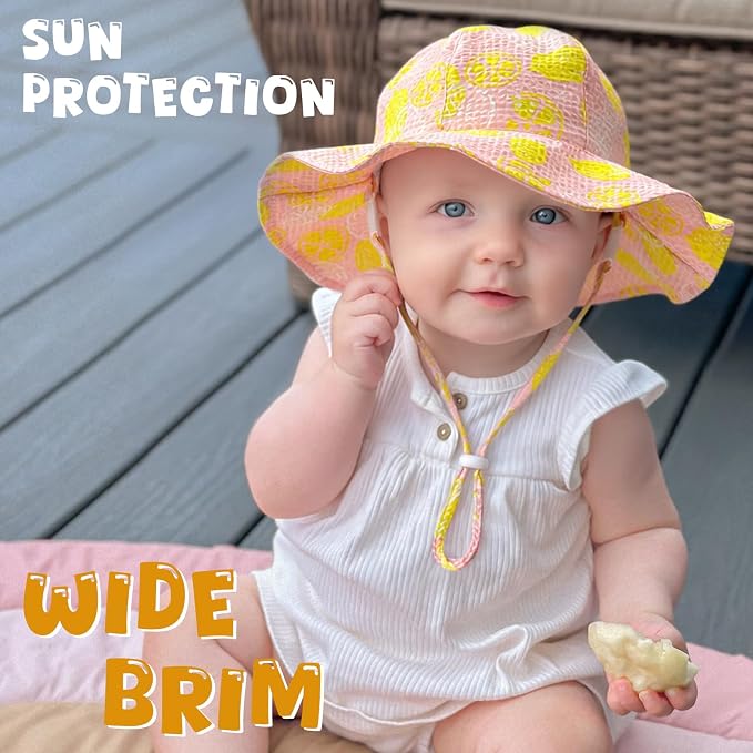 HONGTEYA Baby Sun Hat Wide Brim Adjustable Toddler Beach Bucket Hat | Soft - Image 3