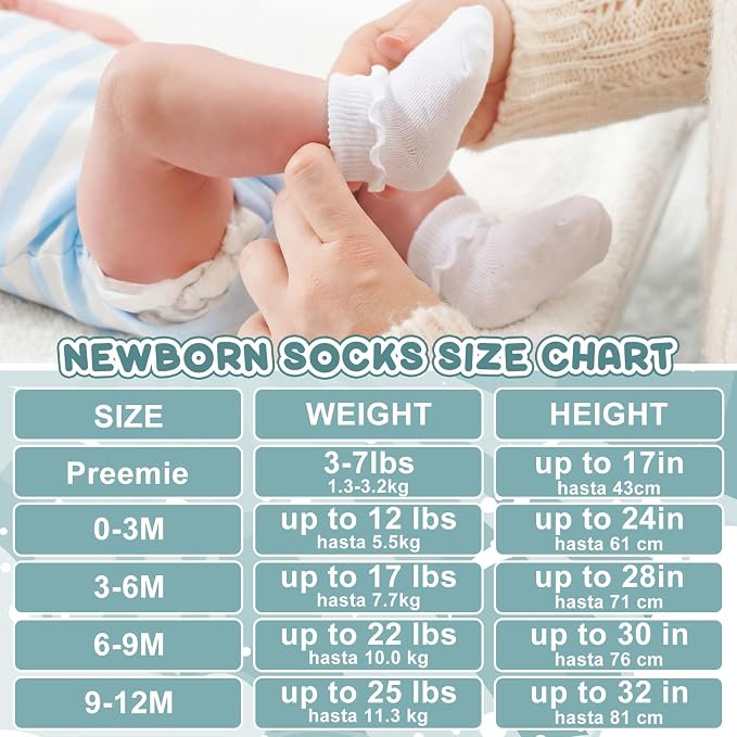 Toulite 12 Pair Preemie Newborn Baby Socks - Image 2