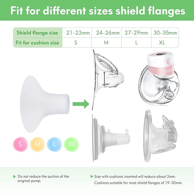 Mompmuri Breast Pump Cushion – S | Breast Pump Accessory, Sizing Insert for Flange Shields | Elastic Nipple Flange Inserts | Silicone Lacteck Flange | Compatible with Flange Sizes 21-23mm (2 pc)