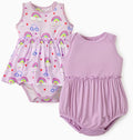PATPAT Baby Girl Bamboo Viscose 2-Pack Romper & Dress | Color-Coded Snaps by PATPAT