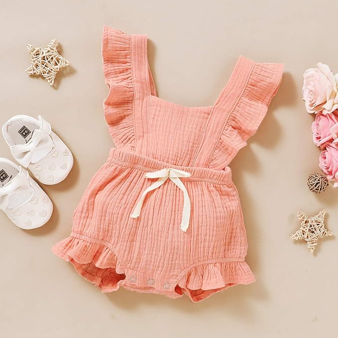 YOUNGER TREE Toddler Baby Girl Ruffled Sleeveless Romper Casual Summer Jumpsuit - Image 2