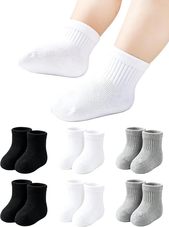 Newborn Socks 0-3 Months Preemie Infant Cotton Terry Ankle Socks 6 Pairs by Miniangel