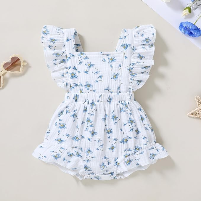 YOUNGER TREE Toddler Baby Girl Ruffled Sleeveless Romper Casual Summer Jumpsuit - Image 2