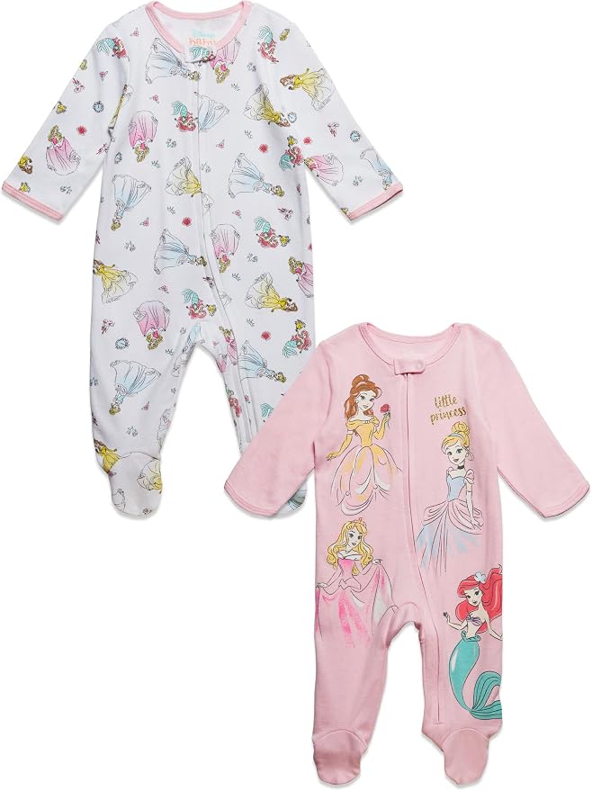 Disney Baby Girls' 2-Pack Footed Sleep N' Play Newborn to Infant by Disney