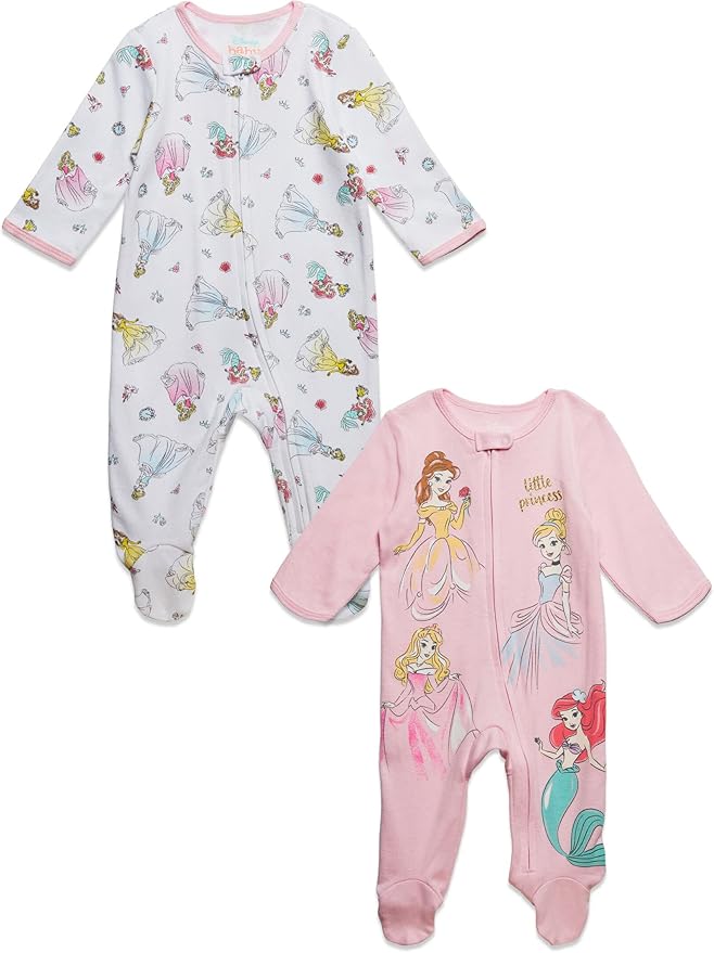 Disney Baby Girls' 2-Pack Footed Sleep N' Play Newborn to Infant by Disney