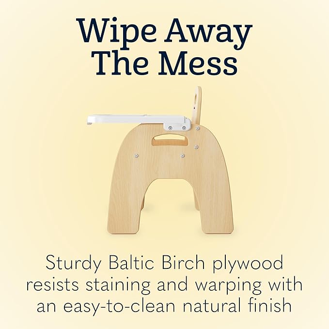 Foundations Easy Serve Low Wood Feeding Chairs Multipack, Adjustable Harness, Removable Dishwasher Safe Tray, No-Tip Base, Stackable Toddler Chairs, 2 Pack (9 inch)