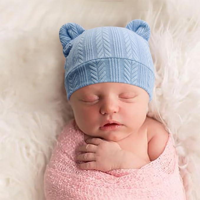 Newborn Baby Hat and Mittens Set Bear Ears Toddler Infant Beanie Caps Newborn - Image 7