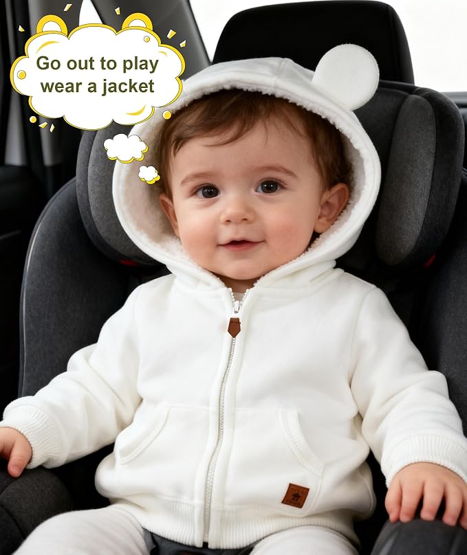 Hikido Baby Girls Boys Warm Adorable Hooded Zip Coat - Image 6