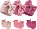 BQUBO Newborn Girls Hats Baby Hat and Mittens Set Infant Caps Bow Hospital by DRESHOW