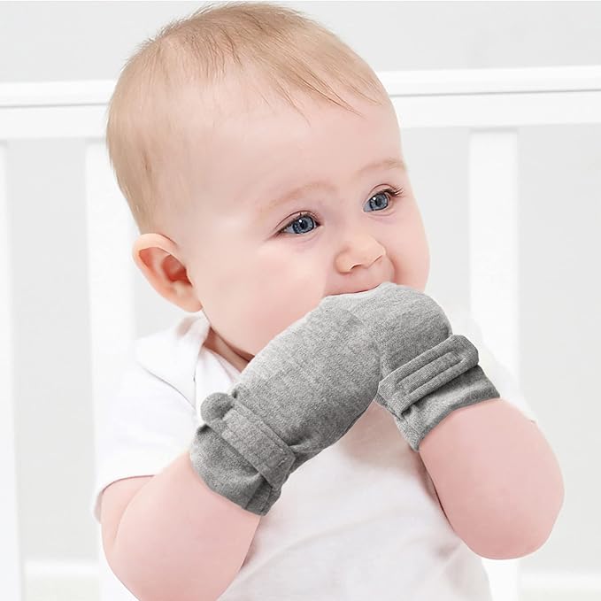 Newborn Baby No Scratch Mittens Stay On, 100% Cotton Breathable, Adjustable - Image 4
