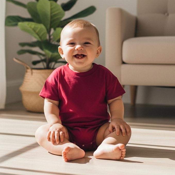 Baby Boy Girl Bubble Romper Infant Plain Oversize T-shirt Bodysuit - Image 2