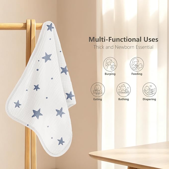 Susurration Muslin Burp Cloths, Soft Baby Burping Cloths - Image 3