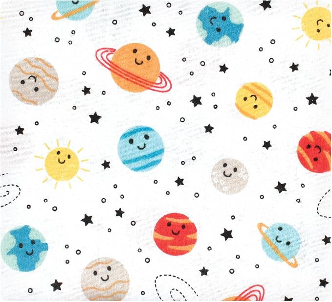 Hudson Baby Unisex Baby Cotton Poly Flannel Receiving Blankets, Happy Planets - Image 3