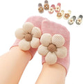 4Packs Baby Girls Socks, Flower Non-Slip Grips by KEAINVRN