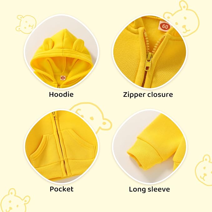 Happy Town Baby Clothes for Girls Boys Clothes Solid Color Zipper Hoodie and - Image 4