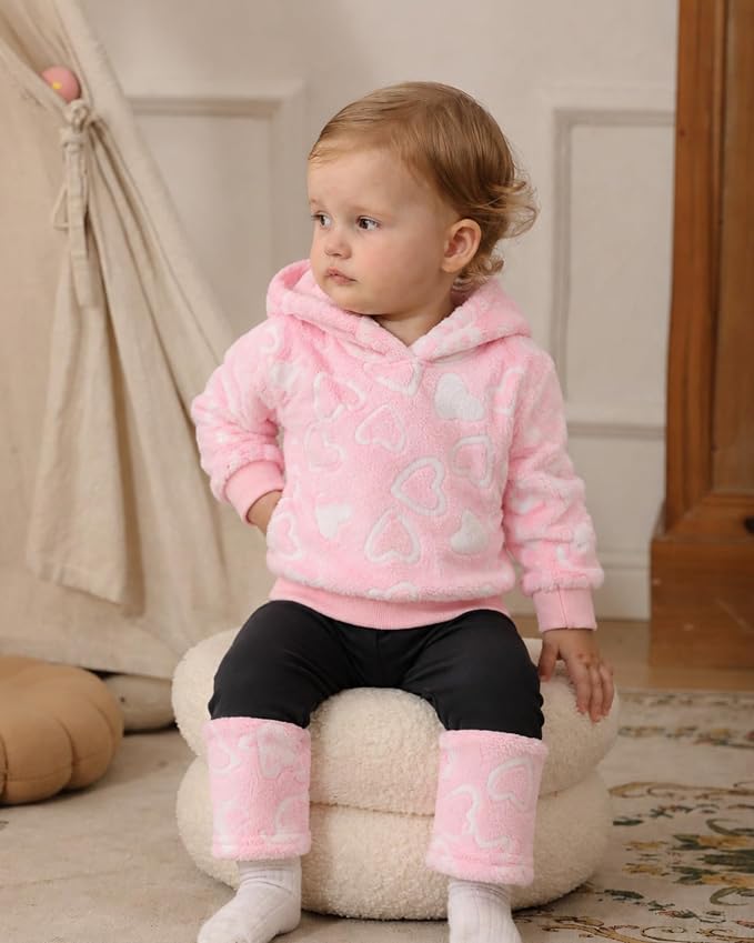 Jecson Toddler Girl Clothes Baby Girl Fleece Hoodie Outfits Thick Thermal - Image 3