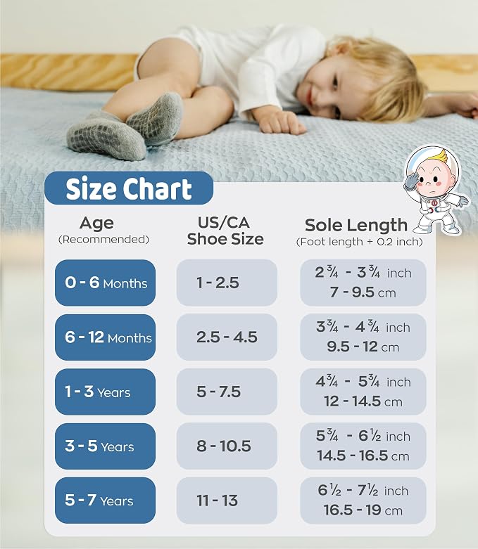 Baby Mid-Crew Socks with Grips for 0-7 Years Old Toddler Boy Girl Kids - Image 7