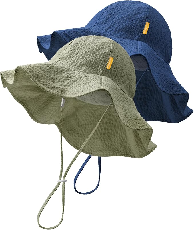 HONGTEYA Baby Sun Hat Wide Brim Adjustable Toddler Beach Bucket Hat | Soft by HONGTEYA