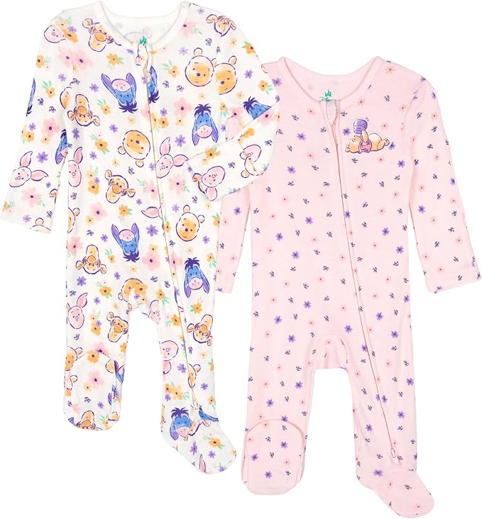 Disney Baby Girls' 2-Pack Footed Sleep N' Play Newborn to Infant by Disney