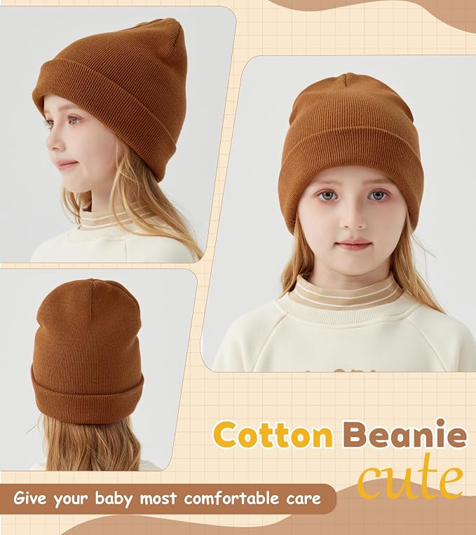 100% Cotton Baby Beanie Toddler Boys Girls Kids Winter Hat Knit Winter Warm Cap - Image 3