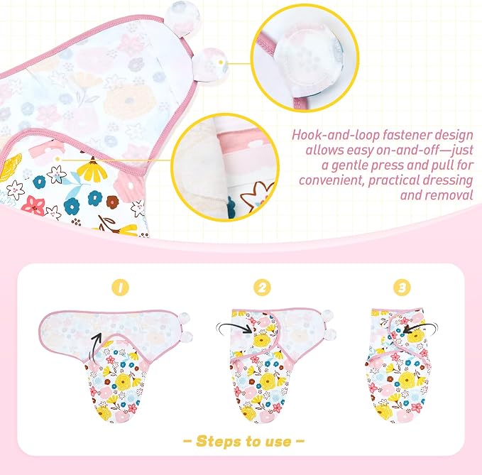 Dizila 2 Sets Adjustable Soft Cotton Blend Newborn Infant Baby Girl Receiving - Image 3