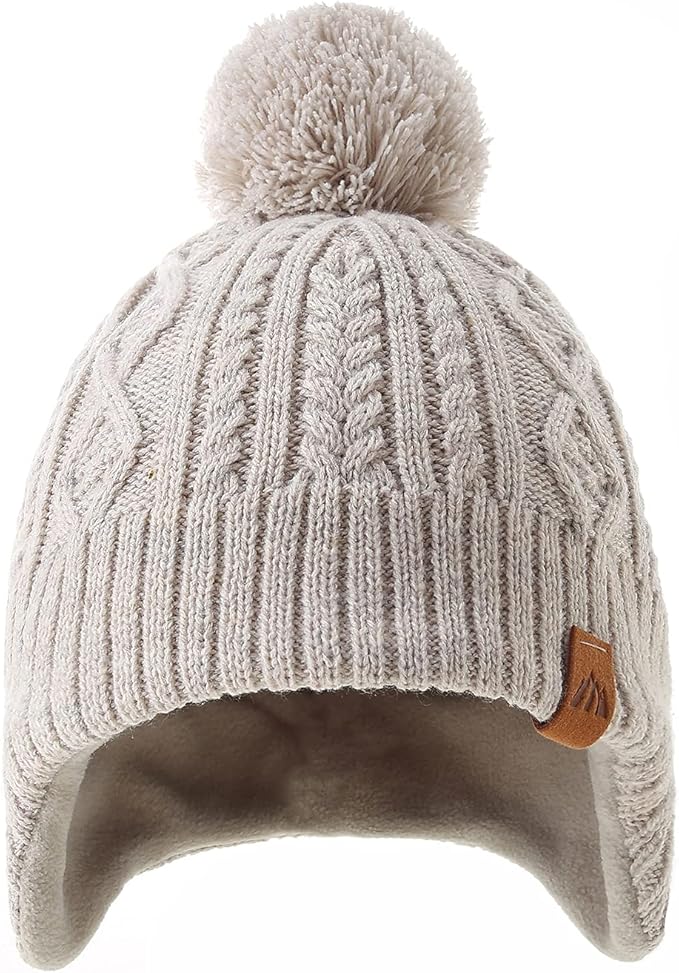 LMLALML Boys Winter Hat Earflap Knitted Beanie for Kids Warm Fleece Lined Thicken Hat for Baby