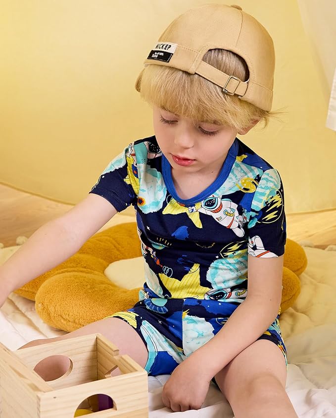 babee Reshinee Bamboo Viscose Toddler Boys Pajamas Set, Short Sleeve Kids - Image 9