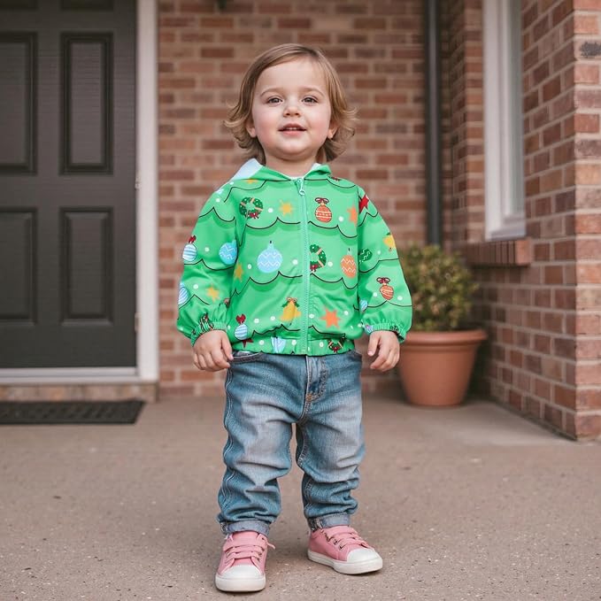 Toddler Windbreaker Jacket Baby Girl Hooded Zip Up Sweatshirt Winter Jacket - Image 2
