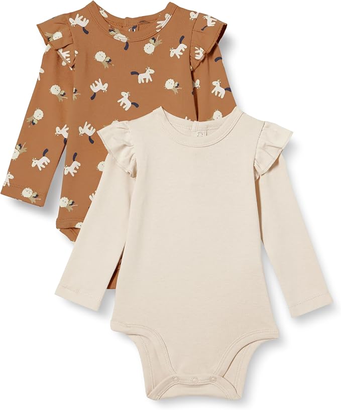Amazon Essentials Baby Girls' Long-Sleeved Ruffle Bodysuits by AmazonEssentials