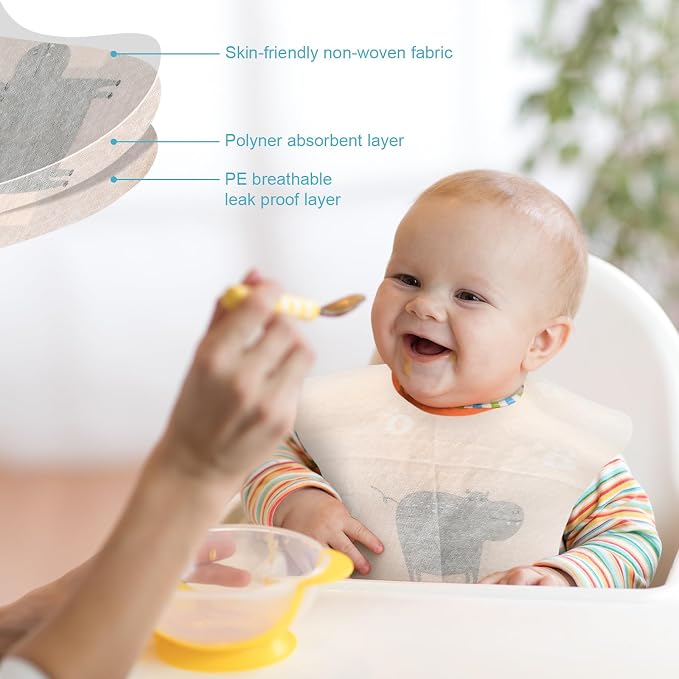 Shinymoon 100 Pcs Disposable Baby Bibs Individual Wrapped Travel Bibs - Image 5