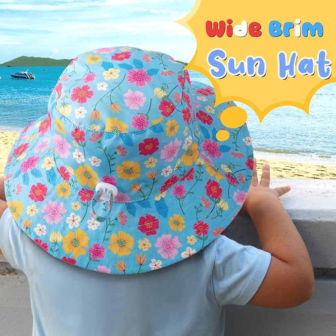 Baby Sun Hat Kids Summer Sun Protection Toddler Bucket Hat Wide Brim Adjustable - Image 6
